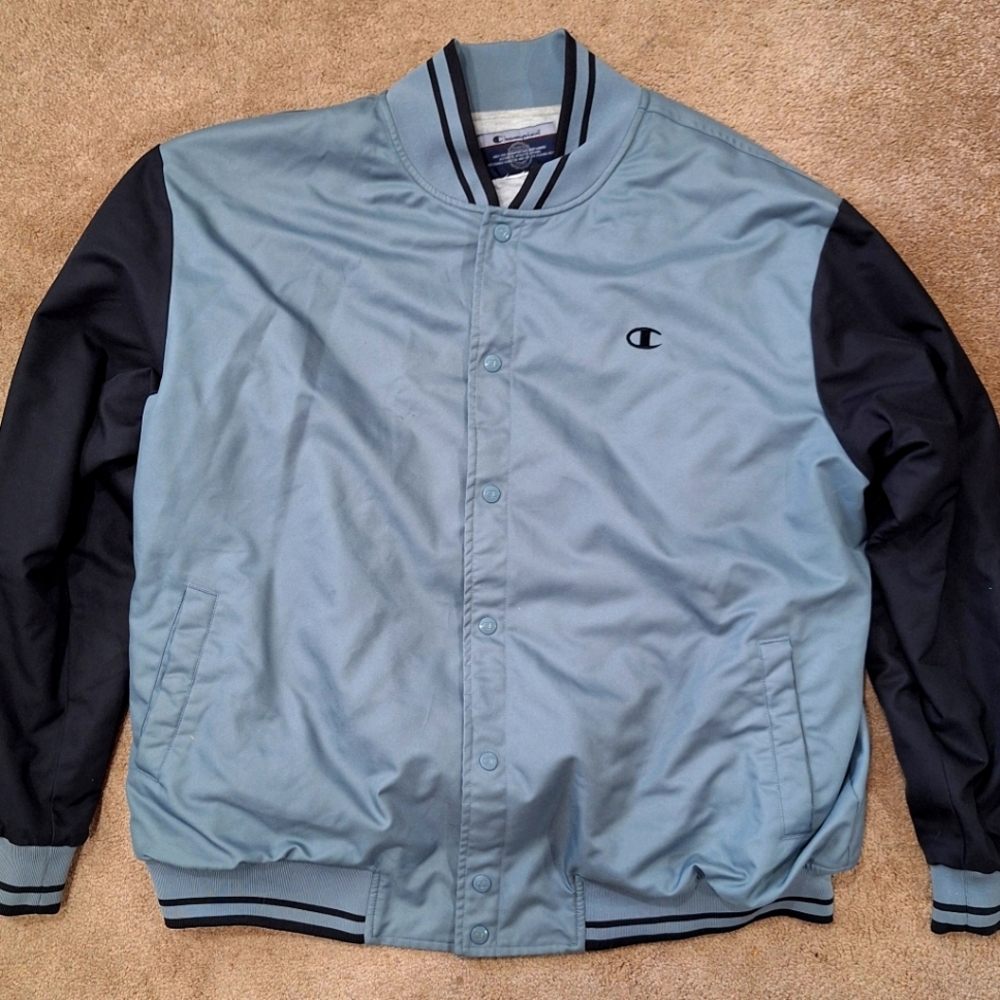 Champion Black/Gray Bomber Letterman Jacket